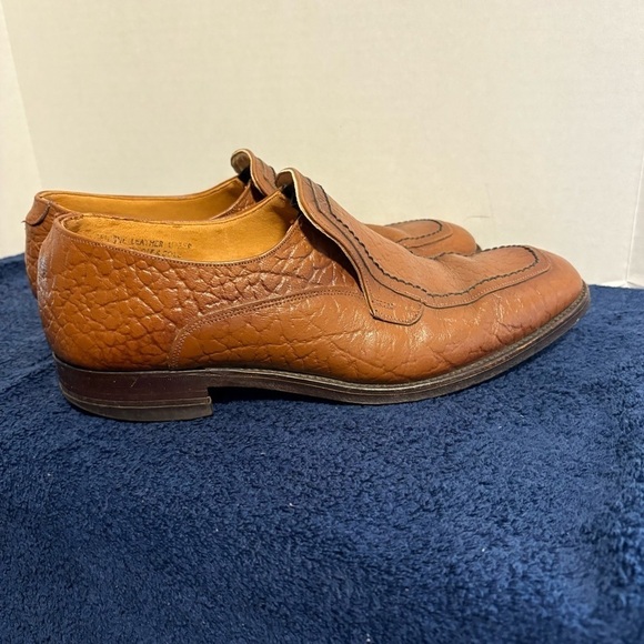 Vtg Men\'s STUART MCGUIRE Dress Loafers Shoes Sharkskin Brown Leather Size 9.5